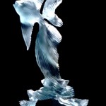 Carved glass sculpture 18"H