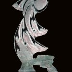 Carved Glass Sculpture 20"H x 14.5"W x 12"D