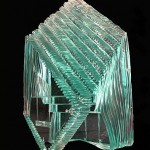 Laminated and carved glass sculpture 18"H