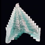 Laminated and carved glass sculpture 12"H