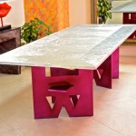Dining table top, aviation aluminum 3.5' x 9'. Bass steel power coated.