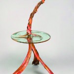 Copper Floor lamp with Glass table. Lamp by Rhonda Kap.