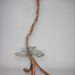 Copper Floor lamp with Glass table.